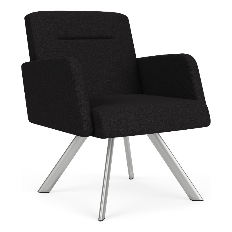 Willow Lounge Lobby Reception Waiting Swivel Guest Chair / Silver Steel / Black