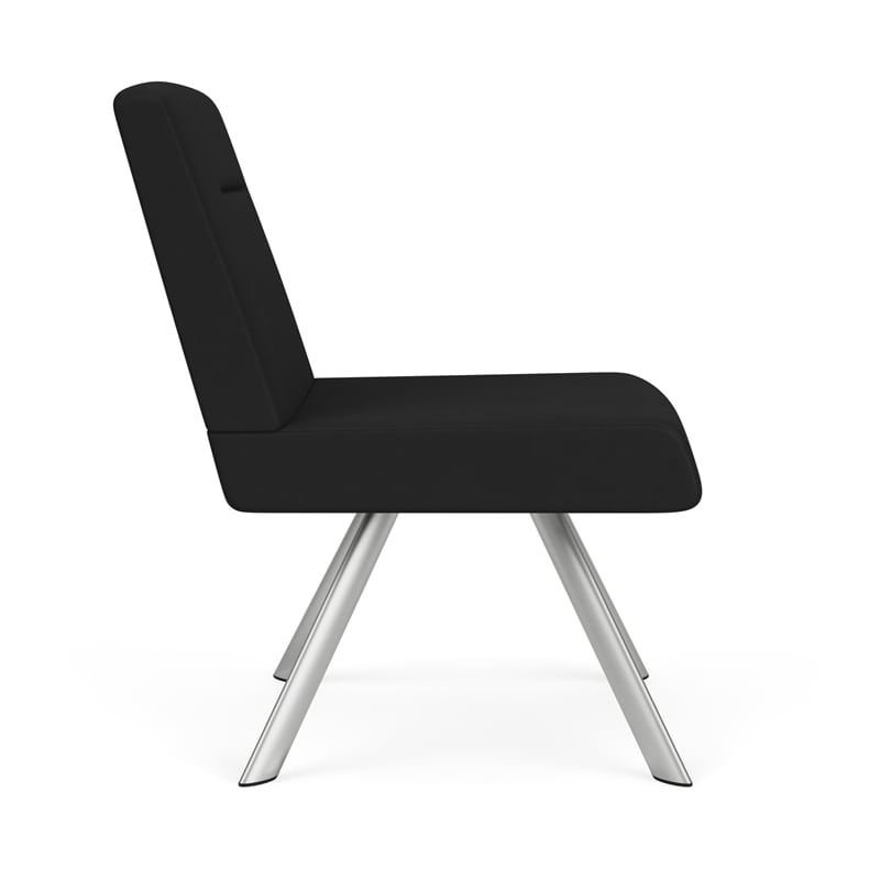 Willow Lounge Reception Armless Swivel Guest Chair / Silver Steel / Black
