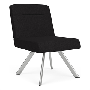 Willow Lounge Reception Armless Swivel Guest Chair / Silver Steel / Black