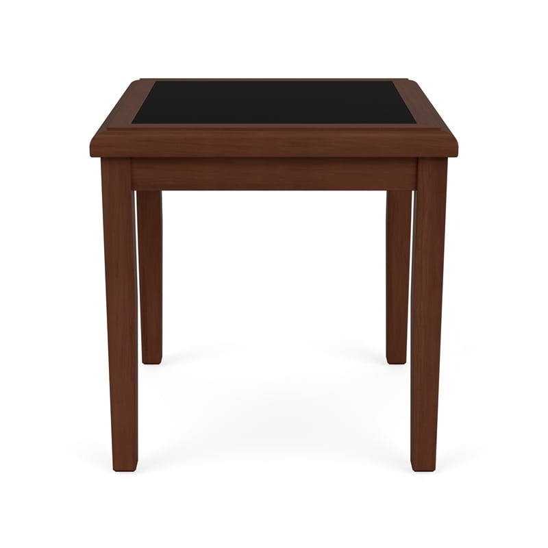 Belmont Lounge Reception Waiting Room HPL Top End Table / Walnut Wood / Black
