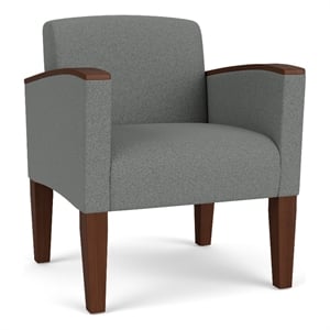Belmont Lounge Reception Waiting Guest Chair / Walnut Wood Legs / Light Gray