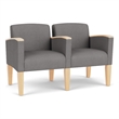 Belmont Lounge Reception 2 Seat Tandem Seating / Natural Wood Legs / Light Gray