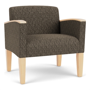 Belmont Lounge Reception Oversize Guest Chair / Natural Wood Legs / Brown