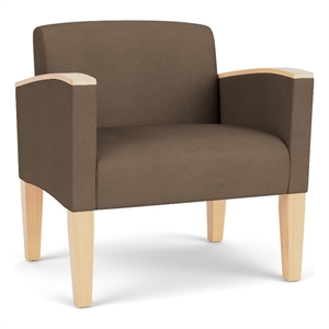 Belmont Lounge Reception Oversize Guest Chair / Natural Wood Legs / Brown