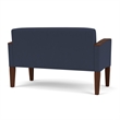 Belmont Lounge Lobby Reception Waiting Loveseat / Walnut Wood Legs / Blue