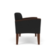 Belmont Lounge Lobby Reception Waiting Loveseat / Walnut Wood Legs / Black