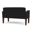 Belmont Lounge Lobby Reception Waiting Loveseat / Walnut Wood Legs / Black