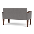 Belmont Lounge Lobby Reception Waiting Loveseat / Walnut Wood Legs / Light Gray