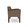 Belmont Lounge Lobby Reception Waiting Loveseat / Walnut Wood Legs / Brown