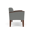 Belmont Lounge Lobby Reception Waiting Loveseat / Walnut Wood Legs / Light Gray