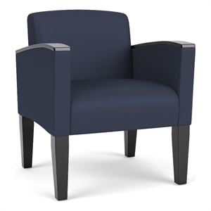 Belmont Lounge Lobby Reception Waiting Guest Chair / Black Steel Legs / Blue