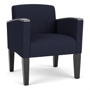 Belmont Lounge Reception Waiting Guest Chair / Black Steel Legs / Navy Blue