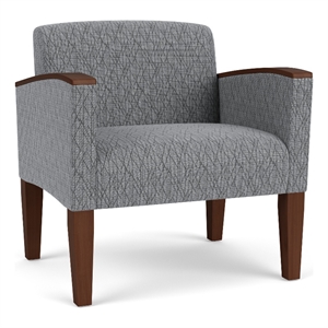 Belmont Lounge Reception Waiting Oversize Guest Chair / Walnut Wood Legs / Gray
