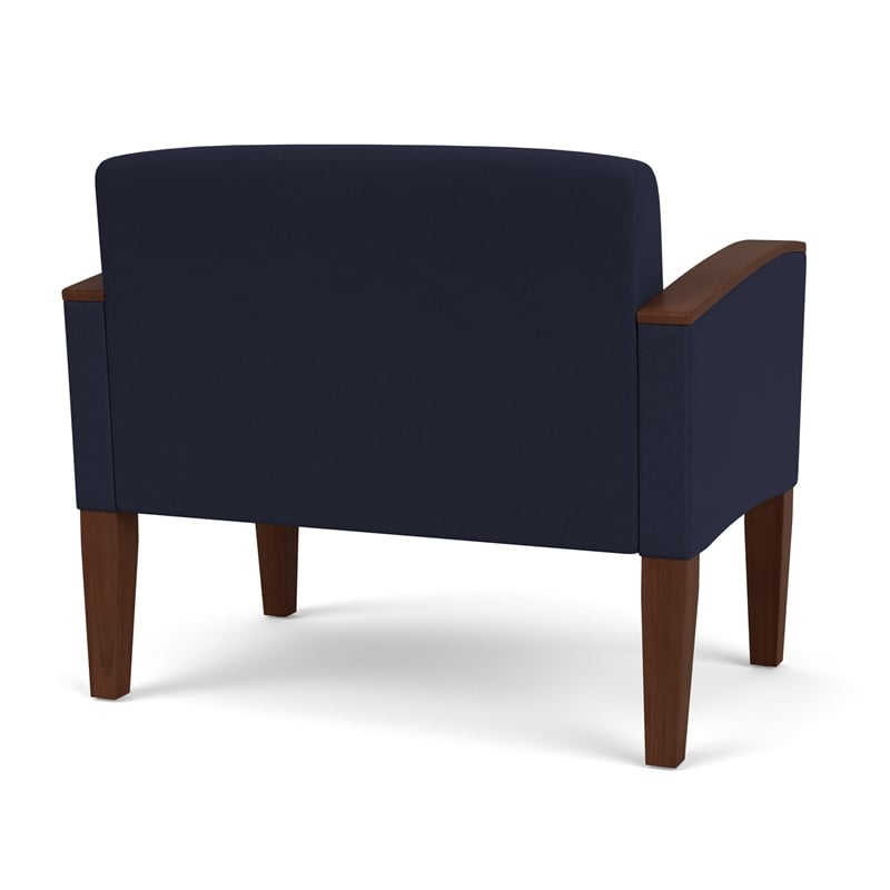 Belmont Lounge Reception Waiting Bariatric Chair / Walnut Wood Legs / Navy Blue