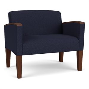Belmont Lounge Reception Waiting Bariatric Chair / Walnut Wood Legs / Navy Blue