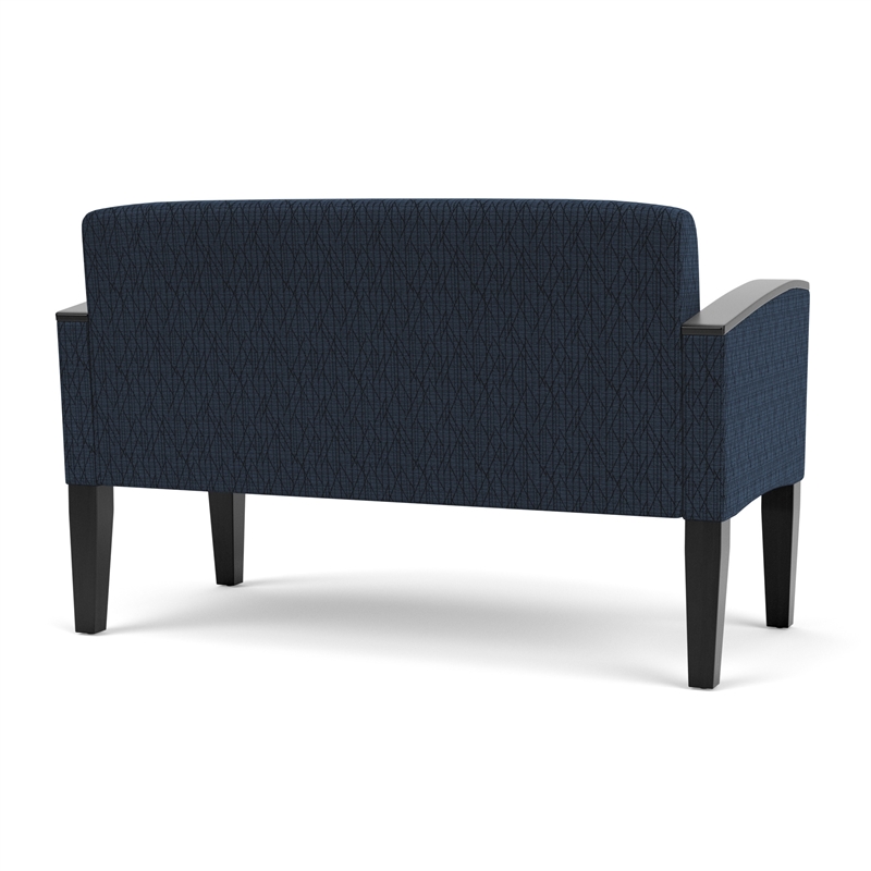 Belmont Lounge Lobby Reception Waiting Loveseat / Black Steel Legs / Blue