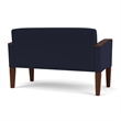 Belmont Lounge Lobby Reception Waiting Loveseat / Walnut Wood Legs / Navy Blue