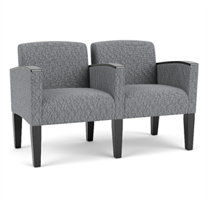Belmont Lounge Reception Waiting 2 Seat Tandem Seating / Black Steel Legs / Gray