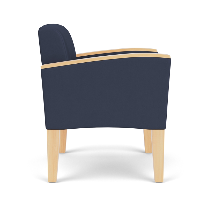 Belmont Lounge Lobby Reception Waiting Guest Chair / Natural Wood Legs / Blue
