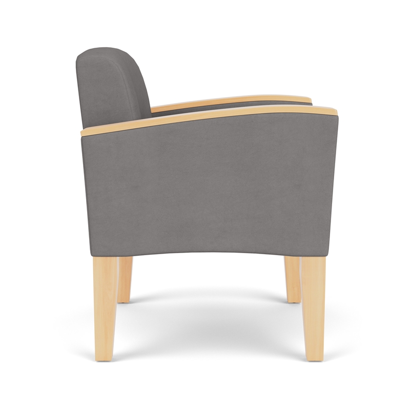 Belmont Lounge Reception Waiting Guest Chair / Natural Wood Legs / Light Gray