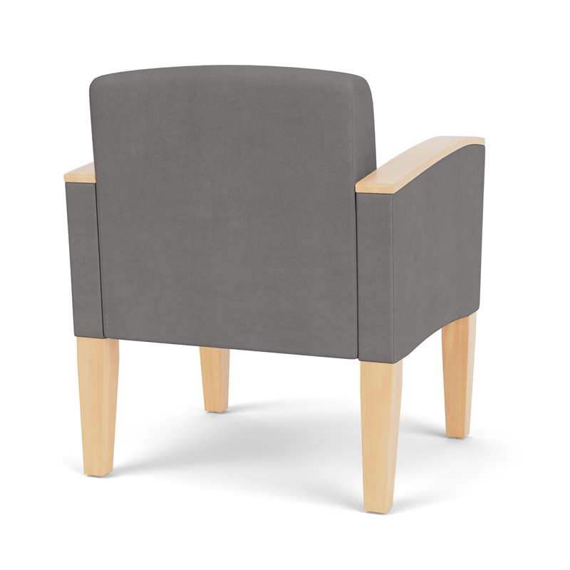 Belmont Lounge Reception Waiting Guest Chair / Natural Wood Legs / Light Gray
