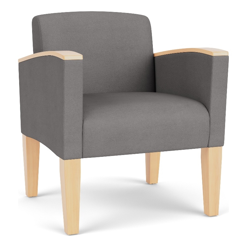Belmont Lounge Reception Waiting Guest Chair / Natural Wood Legs / Light Gray