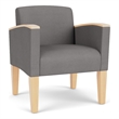 Belmont Lounge Reception Waiting Guest Chair / Natural Wood Legs / Light Gray