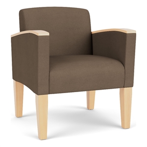 Belmont Lounge Lobby Reception Waiting Guest Chair / Natural Wood Legs / Brown