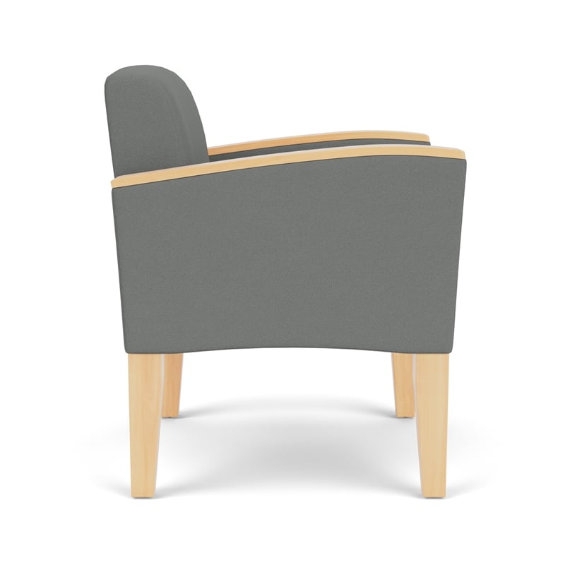 Belmont Lounge Reception Waiting Guest Chair / Natural Wood Legs / Light Gray