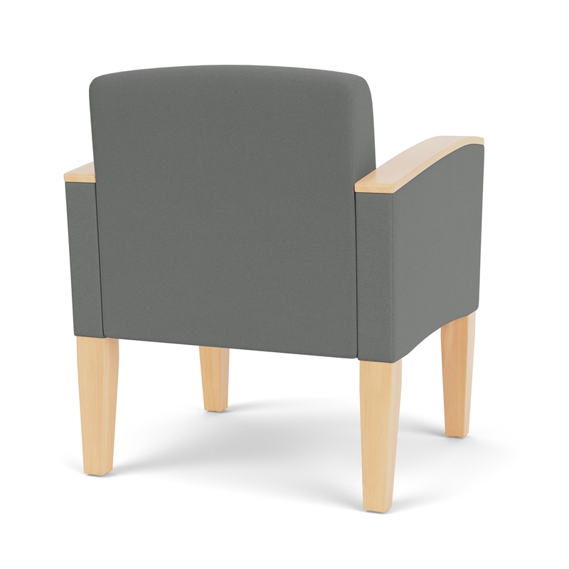 Belmont Lounge Reception Waiting Guest Chair / Natural Wood Legs / Light Gray