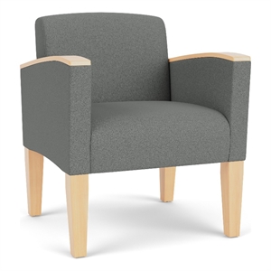 Belmont Lounge Reception Waiting Guest Chair / Natural Wood Legs / Light Gray