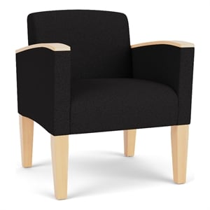 Belmont Lounge Lobby Reception Waiting Guest Chair / Natural Wood Legs / Black