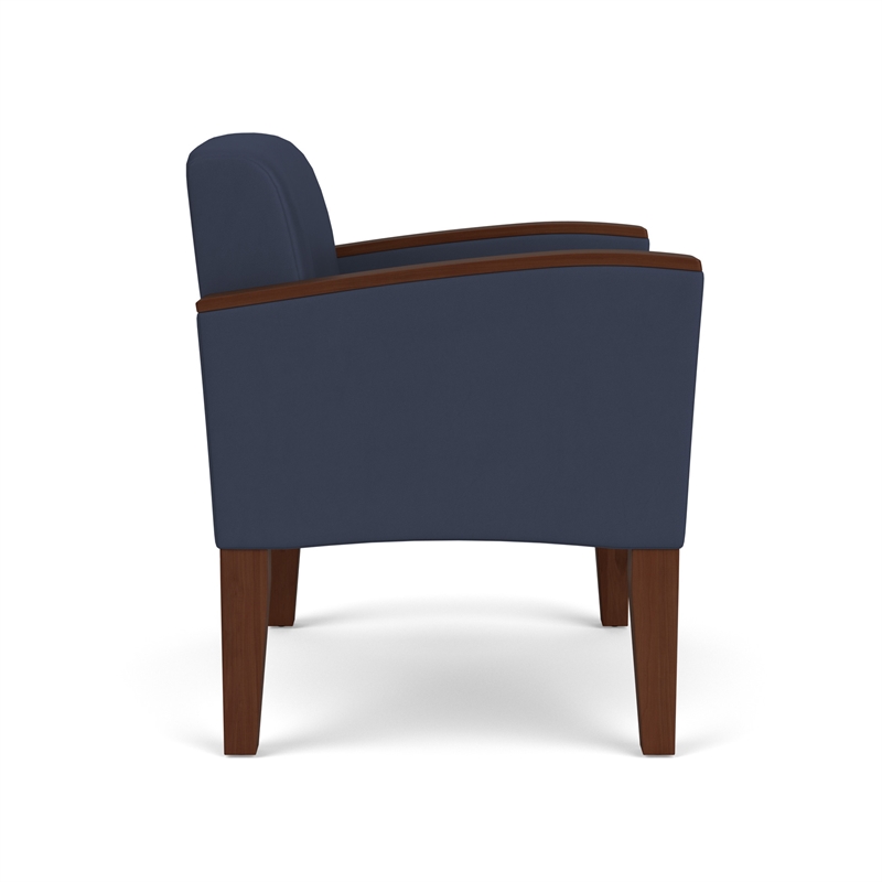 Belmont Lounge Reception Waiting Oversize Guest Chair / Walnut Wood Legs / Blue