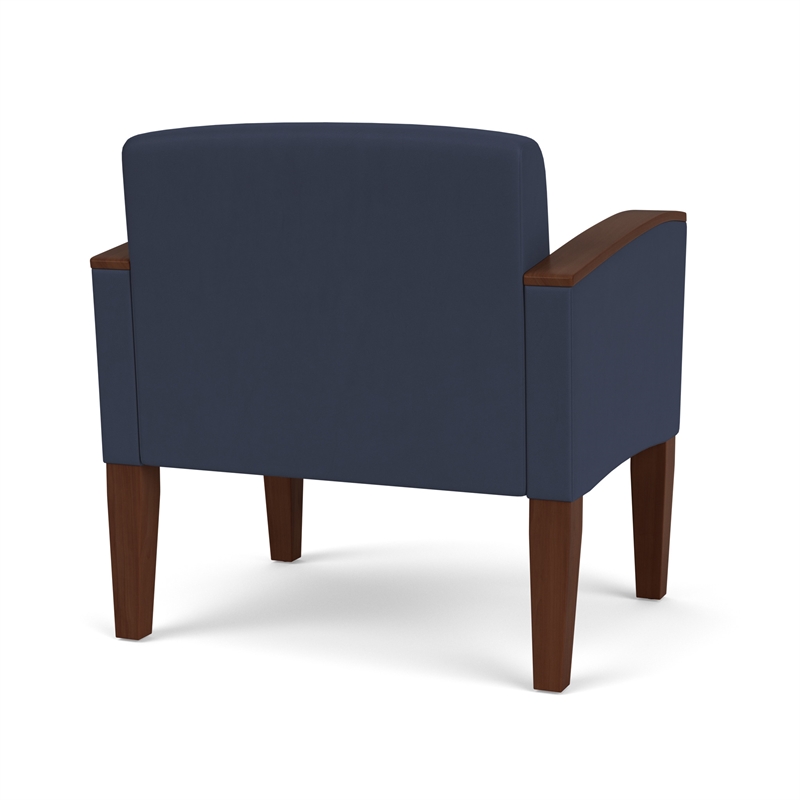 Belmont Lounge Reception Waiting Oversize Guest Chair / Walnut Wood Legs / Blue