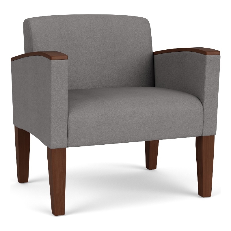Belmont Lounge Reception Oversize Guest Chair / Walnut Wood Legs / Light Gray