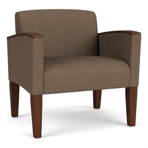 Belmont Lounge Reception Waiting Oversize Guest Chair / Walnut Wood Legs / Brown