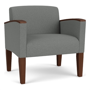 Belmont Lounge Reception Oversize Guest Chair / Walnut Wood Legs / Light Gray