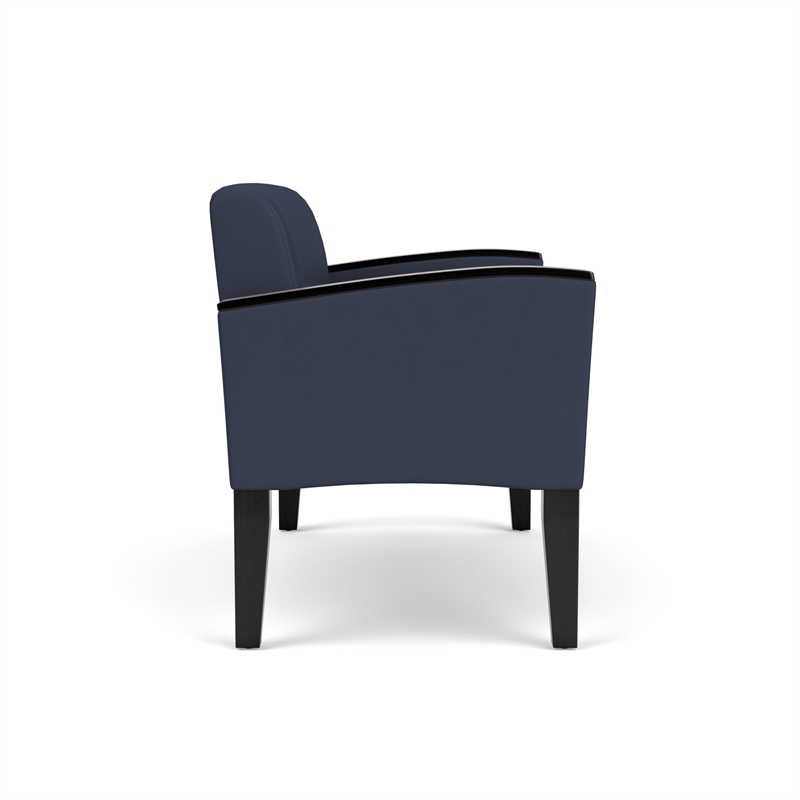 Belmont Lounge Lobby Reception Waiting Loveseat / Black Steel Legs / Blue