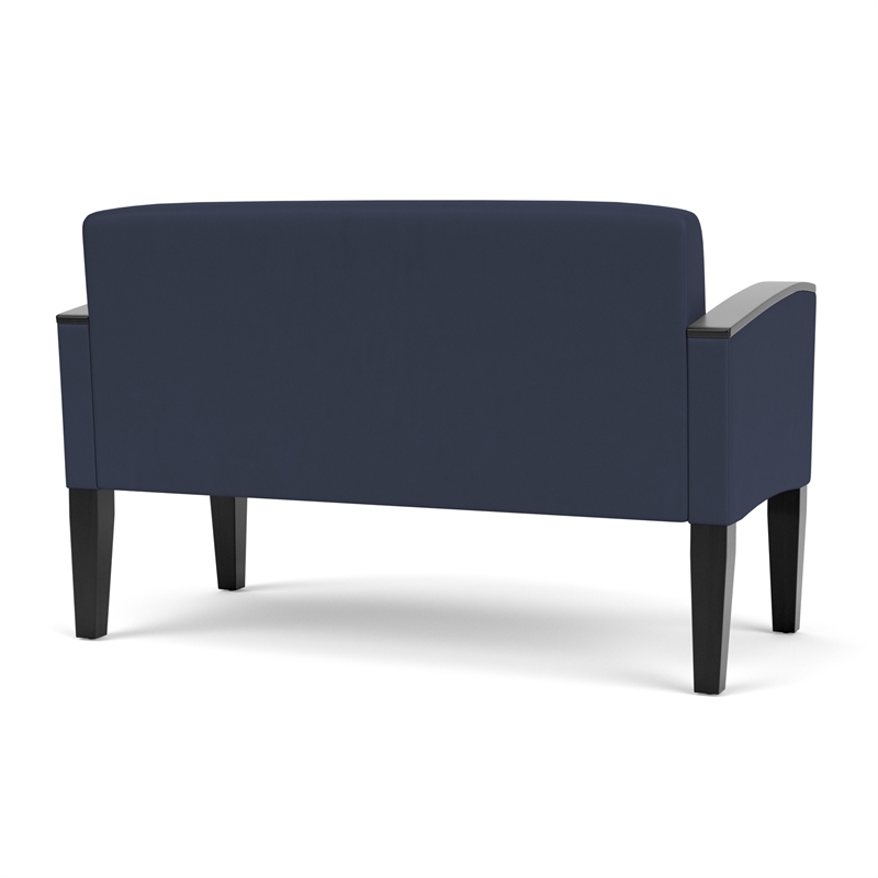 Belmont Lounge Lobby Reception Waiting Loveseat / Black Steel Legs / Blue