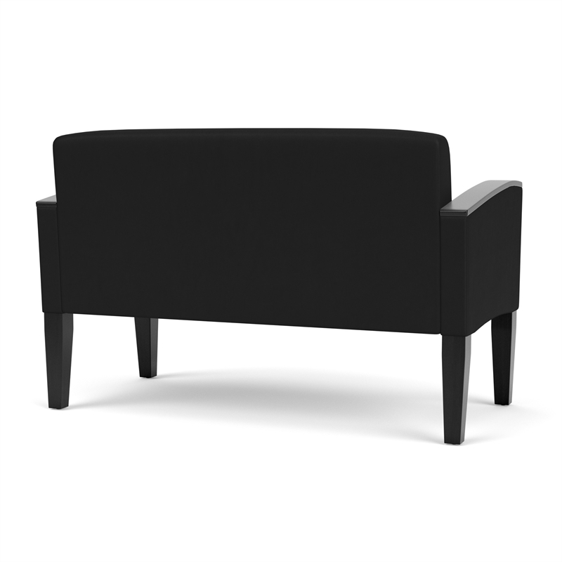 Belmont Lounge Lobby Reception Waiting Loveseat / Black Steel Legs / Black