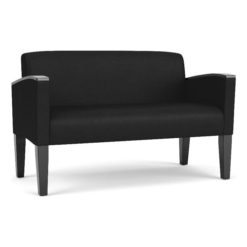 Belmont Lounge Lobby Reception Waiting Loveseat / Black Steel Legs / Black