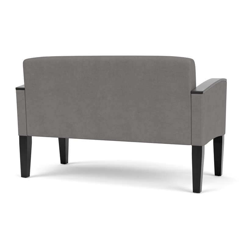 Belmont Lounge Lobby Reception Waiting Loveseat / Black Steel Legs / Light Gray