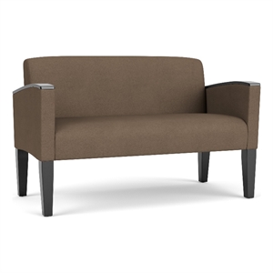 Belmont Lounge Lobby Reception Waiting Loveseat / Black Steel Legs / Brown