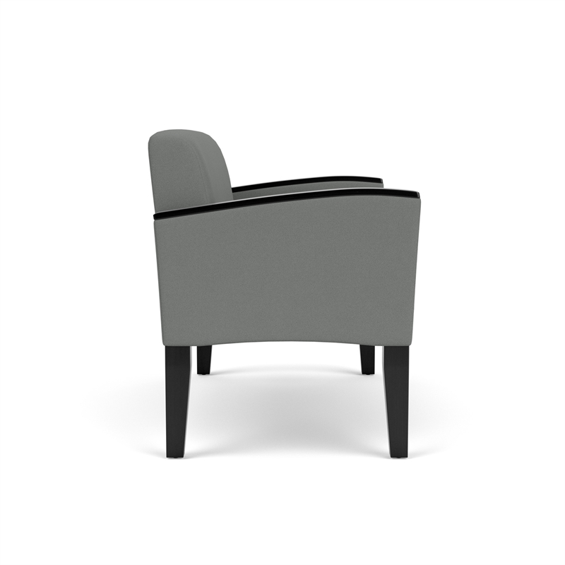 Belmont Lounge Lobby Reception Waiting Loveseat / Black Steel Legs / Light Gray