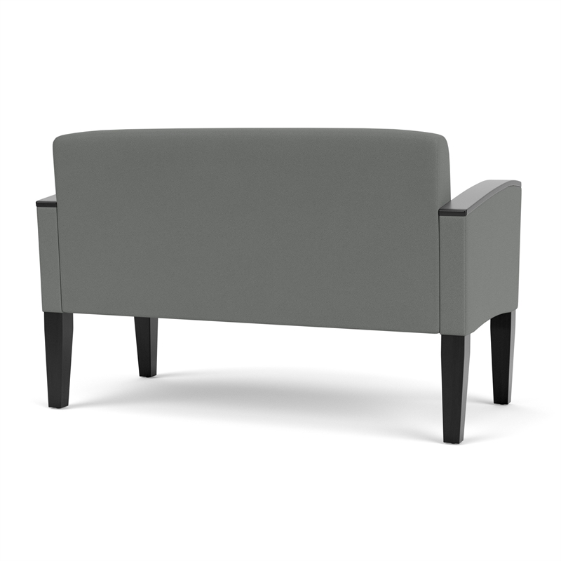Belmont Lounge Lobby Reception Waiting Loveseat / Black Steel Legs / Light Gray