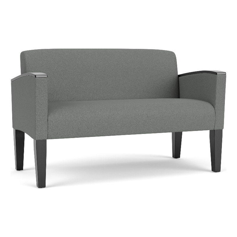 Belmont Lounge Lobby Reception Waiting Loveseat / Black Steel Legs / Light Gray