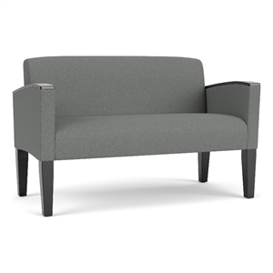 Belmont Lounge Lobby Reception Waiting Loveseat / Black Steel Legs / Light Gray