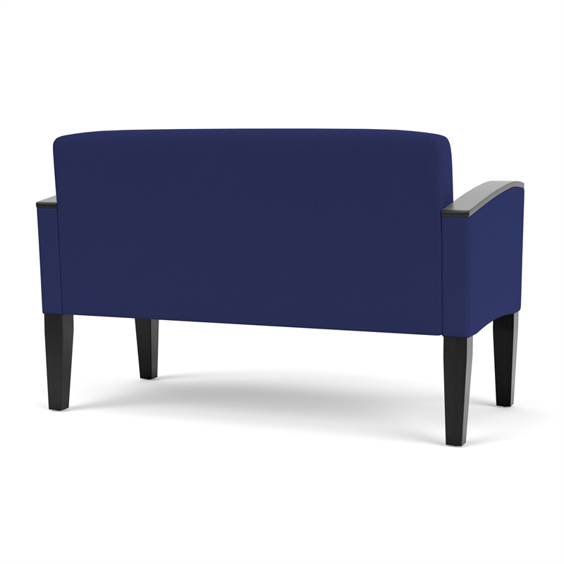 Belmont Lounge Lobby Reception Waiting Loveseat / Black Steel Legs / Blue