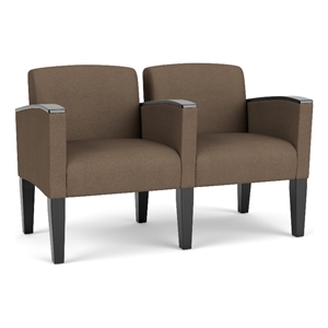 Belmont Lounge Reception 2 Seat Tandem Seating / Black Steel Legs / Brown