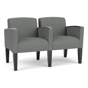 Belmont Lounge Reception 2 Seat Tandem Seating / Black Steel Legs / Light Gray